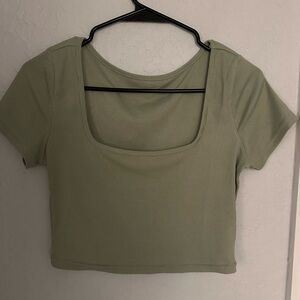 Sage Green Ribbed Crop Top
